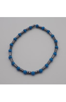 Bracelet sur elastique avec grains hematite et turquoise
