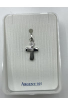 Croix argent rhodie 1.9 cm f. zircon blanc